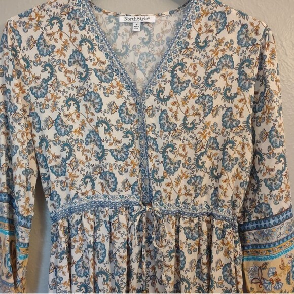 NorthStyle V-neck Drawstring Waisted Peasant Tunic Top/Dress Size Medium - Picture 4 of 13